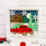 Layered Red Truck Winter Scene ShadowBox SVG Cut File