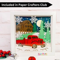 Layered Red Truck Winter Scene ShadowBox SVG Cut File